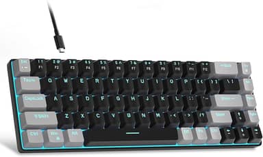 MageGee Teclado portátil 60% mecânico para jogos, MK-Box LED retroiluminado compacto de 68 teclas, mini teclado de escritório com fio com interruptor vermelho para Windows, laptop, PC, Mac -