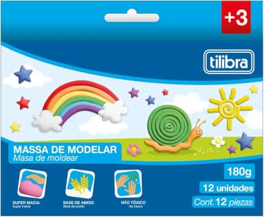 Tilibra - Massa para Modelar Macia 180g 12 Cores Académie
