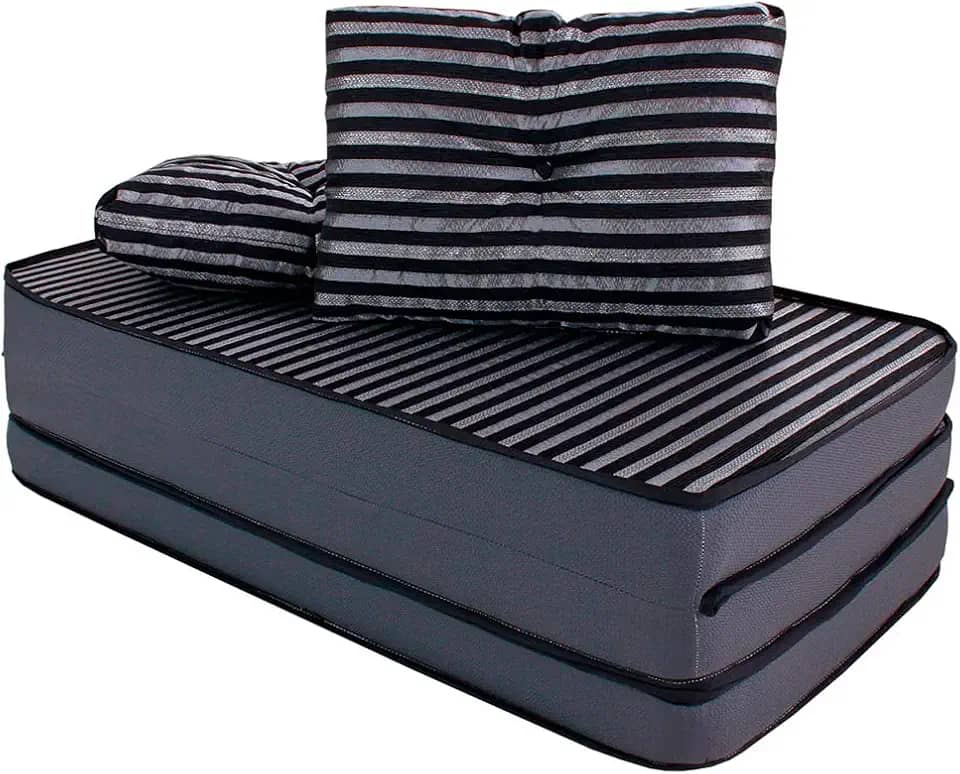 Puff Colchonete Dobrável/Sofa 3 em 1 + Travesseiro Casal BF Colchões