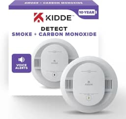 Kidde Detector de fumaça e monóxido de carbono com alertas de voz | Bateria selada de 10 anos | Alarme combinado | Sensor fotoelétrico | Alarme CO | Fácil instalação | Modelo 30CUD10-V | Sem