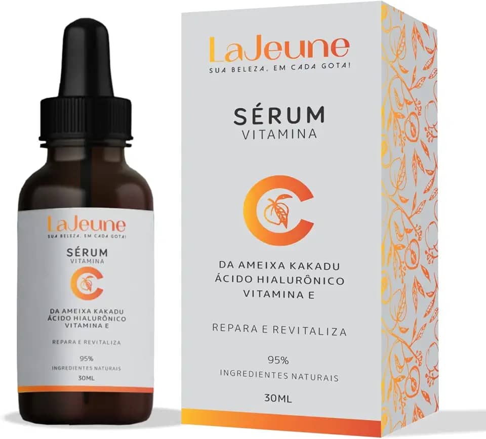 Serum Vitamina C + Ácido Hialurônico + Vitamina E + Ureia - Sérum Facial - 95% Ingredientes Naturais - Clareia, Revitaliza, Restablece, Hidrata e Tonifica a Pele – Ideal para todos os tipos de pele– 30 ml