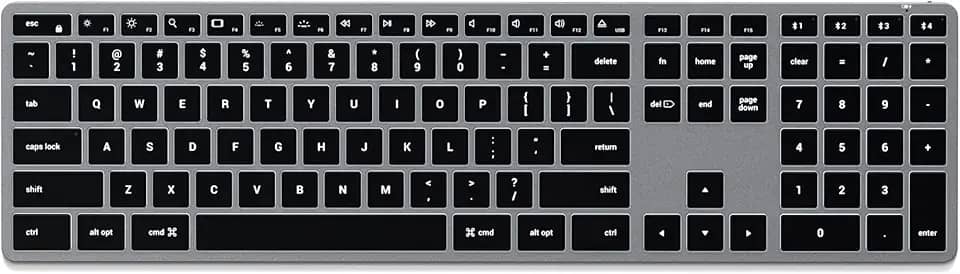Satechi Teclado Slim X3 Iluminado Bluetooth Keypad Numérico - Teclas Iluminadas e Sinc Varios Dispositivos - Para M2/ M1 MacBook Pro/Air, M2/ M1 iPad Pro/Air, M2 Mac Mini, iMac M1 (Cinza Espacial)