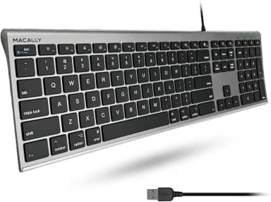 Teclado Macally ultrafino USB com fio para Apple Mac Pro, Space Grey
