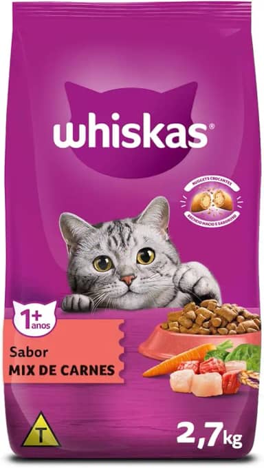 whiskas Ração Whiskas Para Gatos Adultos Castrados Sabor Carne - 10,1Kg