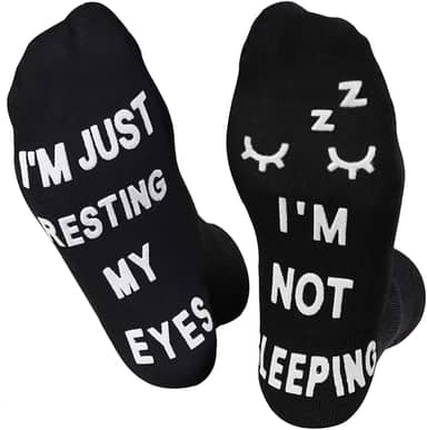 Presentes de aniversário para pai, homens, marido, avô, mulher, ideia de Dia dos Pais, Natal, não estou dormindo, meias engraçadas, Meias de cílios, G