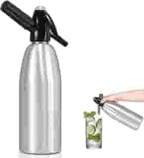 ALIMOTA Máquina de Streaming de Refrigerante- Máquina de Água Carbonatada com Tanques de Co2, Máquina de Fazer Água com Gás, Máquina de Fazer Água com Gás e Coquetéis, Solução de M (3,74 X 3,74 X 1,3