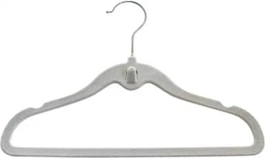 Clingo Cabide Infantil de Veludo, Pack com 5 Unidades, Antideslizante, Ultrafino e Resistente, Cor Cinza