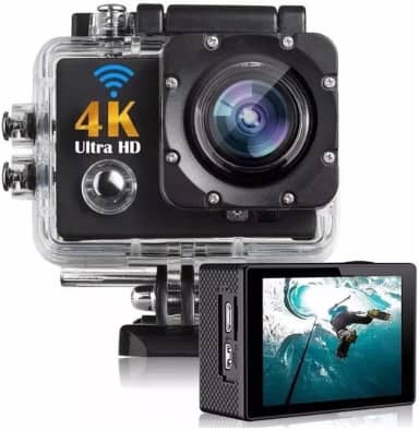 Câmera Esportiva 4K Ultra HD com WiFi e Case à Prova d'Água | Ideal para Mergulho e Esportes Radicais | Gravação Full HD 1080p, Foto e Vídeo | Grande Angular 170º