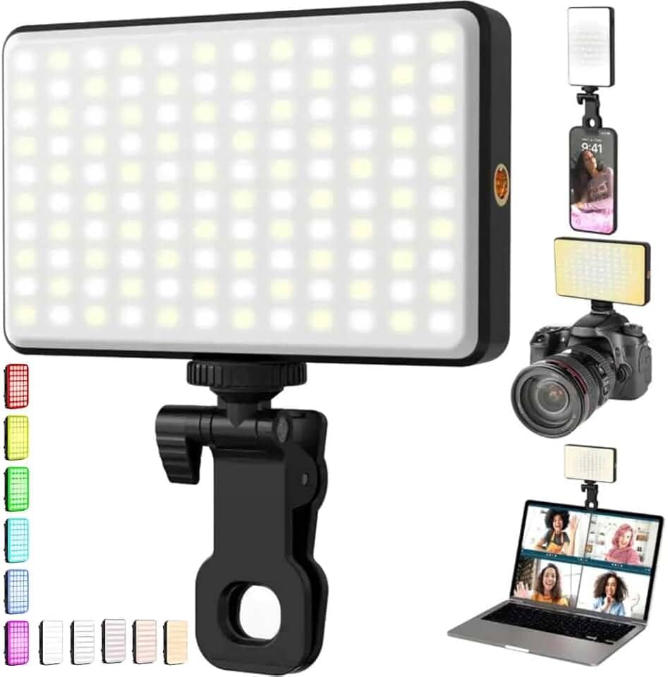 Iluminação Selfie com Clipe Ajustável para Vídeos e TikTok - Luz Auxiliar Led RGB Para Celular Notebook Selfie Led Ring Light Profissional Fotografia Flash Iluminação De Preenchimento De Vídeo E Foto