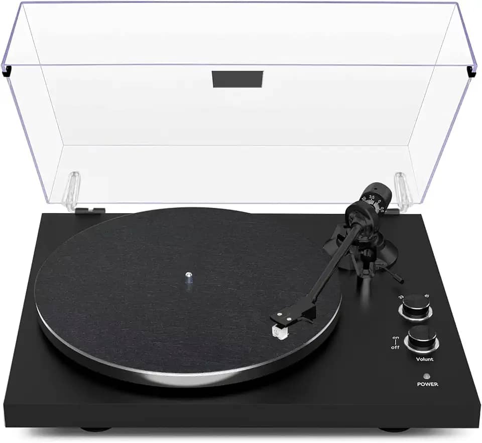 VEDO Toca-Discos Profissional com Bluetooth Bidirecional para Vinis 7/10/12 Polegadas, 2 Velocidades (33/45 RPM), Saída RCA, Design em Madeira e Adaptador 12V Incluso - Colecionadores 110V/220V