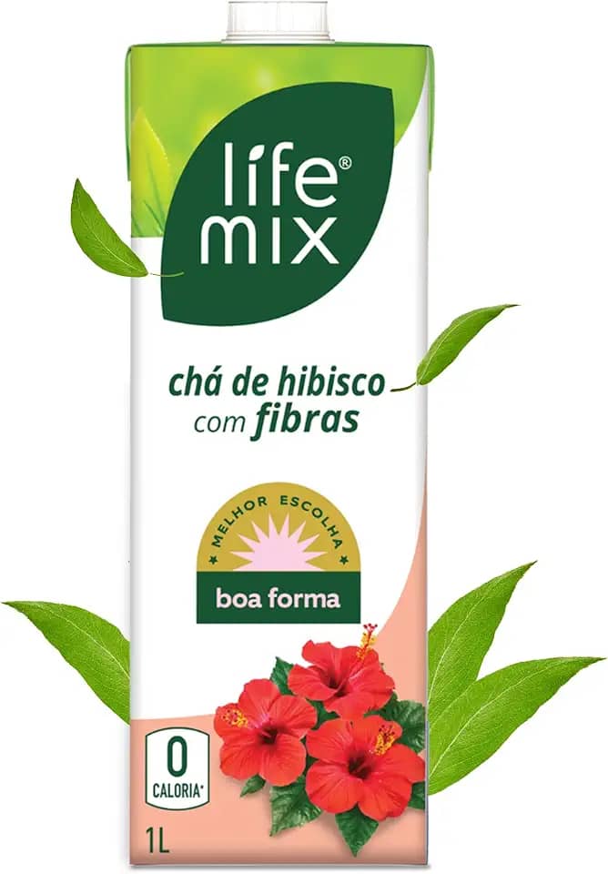 LIFE MIX - Chá de Hibisco Zero Caloria - Sem Conservantes, Sem Corantes e Sem Adição de Açúcares - Delicioso, Nutritivo e Enriquecido com Fibras Vegetais - Stevia de 3° Geração - 1L