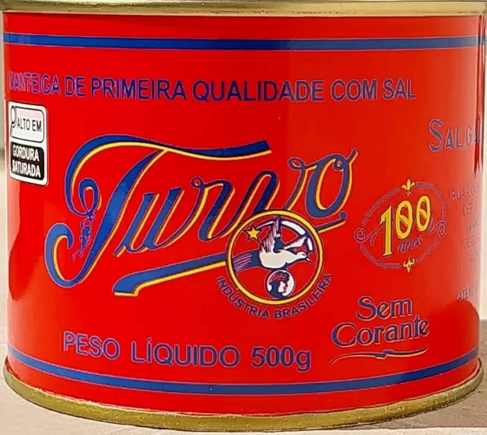 Manteiga Mineira Turvo com Sal, Natural, Sem Corante, Sem Conservante, lata de 500 gramas