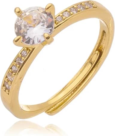 Anel Solitário Ajustável Ouro