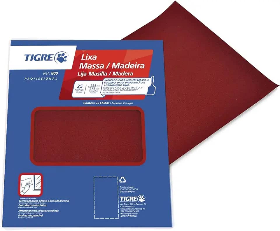 Lixa, Pinceis Tigre, 800, Massa e Madeira, Grossa, 60, 25 Folhas