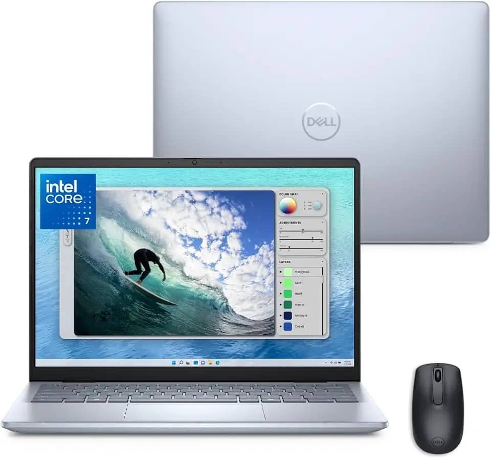 Notebook Dell Inspiron I14-I150U-M70M 14' FHD+ Intel® Core™ 7 150U 16GB 1TB SSD Win 11 Prata Gelo + Mouse Dell WM118