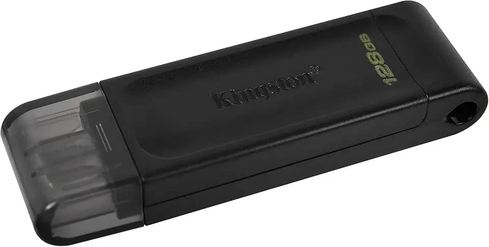 Kingston Pendrive DataTraveler 70 128 GB portátil e leve USB-C com USB 3.2 Gen 1 velocidades DT70/128GB, preto
