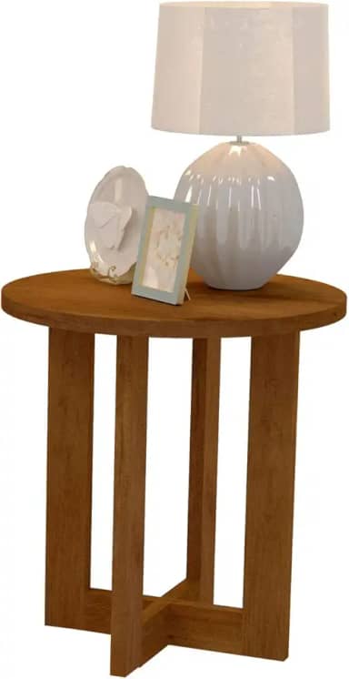 Mesa Lateral Luxo Redonda 8002 Cor Caramelo