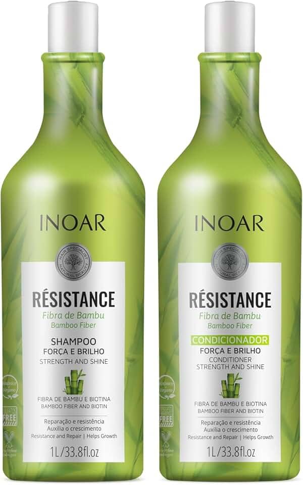 Inoar, Kit Resistance Bambu – Shampoo e Condicionador 1L, Fortalecimento e Crescimento Capilar, Hidratação e Brilho, Para Cabelos Danificados ou Quebradiços