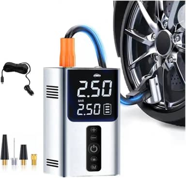 LucZeng Compressor de ar Portátil, bomba de pneu sem fio 150 PSI com inflador de pneu mini com bateria recarregável de 4000 mAh, Luz LED e Função Desligamento Automatico