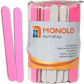 100 Lixas Unha Mini Descartáveis Manicure Pedicure 8 Cm Salão Profissional Beleza Cutícula Unha Podóloga Brinde Mimo Outubro Rosa Eventos Marca Monolo Multishop (Rosa, unidade, 100, Grão 100/180)