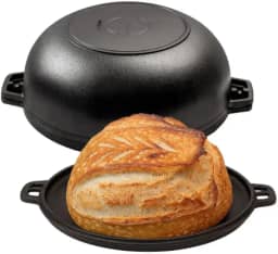 Panela Multiuso 4 em 1 - Assadeira para Pão e Churrasco, Chapa Dupla Face de Ferro Fundido Santana