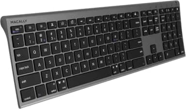 Macally Teclado Bluetooth sem fio para Mac – compatível com teclado Apple ou MacBook Pro/Air, iMac – vários dispositivos, até 3 dispositivos com 110 teclas, 20 atalhos, teclado numérico e recarregável