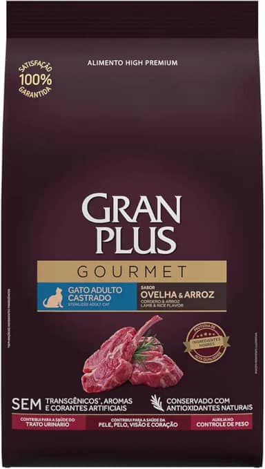 Gran Plus Ração Para Gatos Castrados Gourmet Ovelha 3Kg