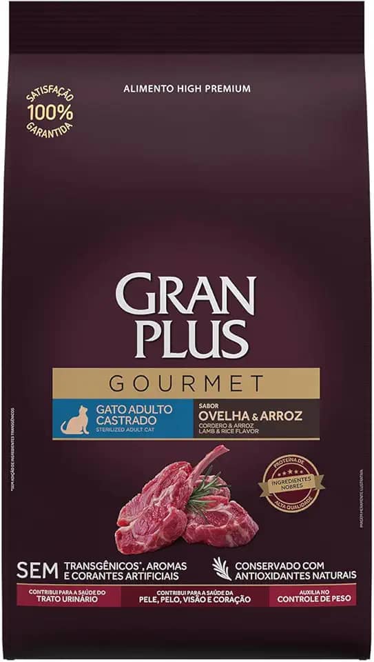 Gran Plus Ração Para Gatos Castrados Gourmet Ovelha 3Kg