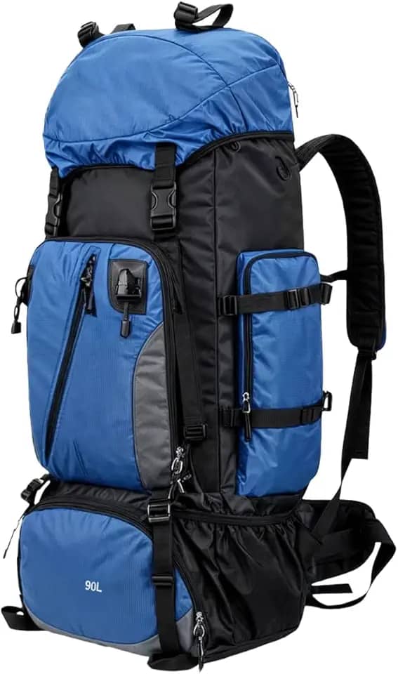 Mochila de Montanhismo 90L Impermeável com Compartimentos Múltiplos Alças Ajustáveis Viagem Ferias Trilha Camping Aventureiro Mochileiro