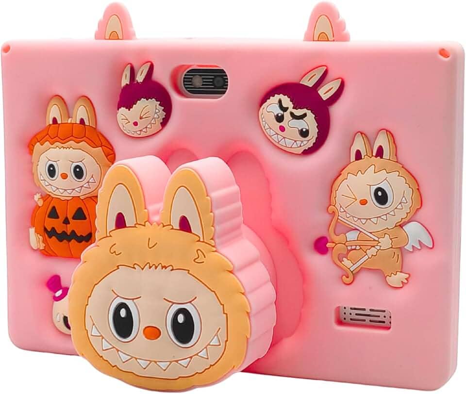 Tablet Infantil Kids E15 Tela 7" IPS 128GB / 8GB RAM Bateria 4000 mAh, Câmera 8MP, Android 12 com Capa Silicone e Alça para Entretenimento e Jogos (Rosa)