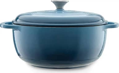 Mercer Culinary Forno holandês redondo de ferro fundido esmaltado, 6 qt., azul-petróleo