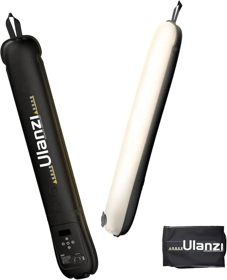 Ulanzi UA12 Bi-Color Inflatable Tube Light, luz de vídeo LED dobrável para fotografia, 2700K-6500K, 12W 2500mAh Rechargeable Photography Light Bar 1/4” Mount LED Lighting Wand Stick