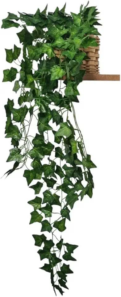 Planta Artificial Hera Pendente, 80cm de Altura, com Vaso Decorativo para Interiores