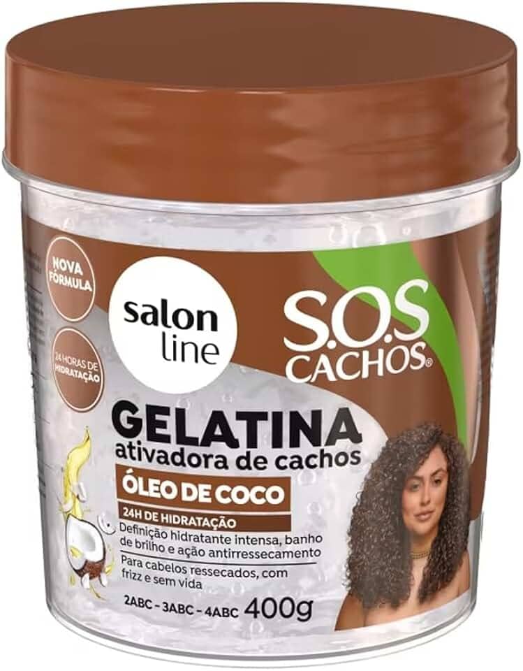 Salon Line, Gelatina Ativadora de Cachos, SOS Cachos, Óleo de Coco, Vegano - Para Cabelos Cacheados, 400 g