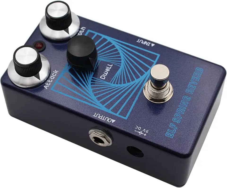 SPYMINNPOO Efetor de Reverb de Guitarra, Reverb de Reverb da Mola Analógica Pedal PRE Ajustável pré -atraso para Sons Experimentais de Jazz de Rocha