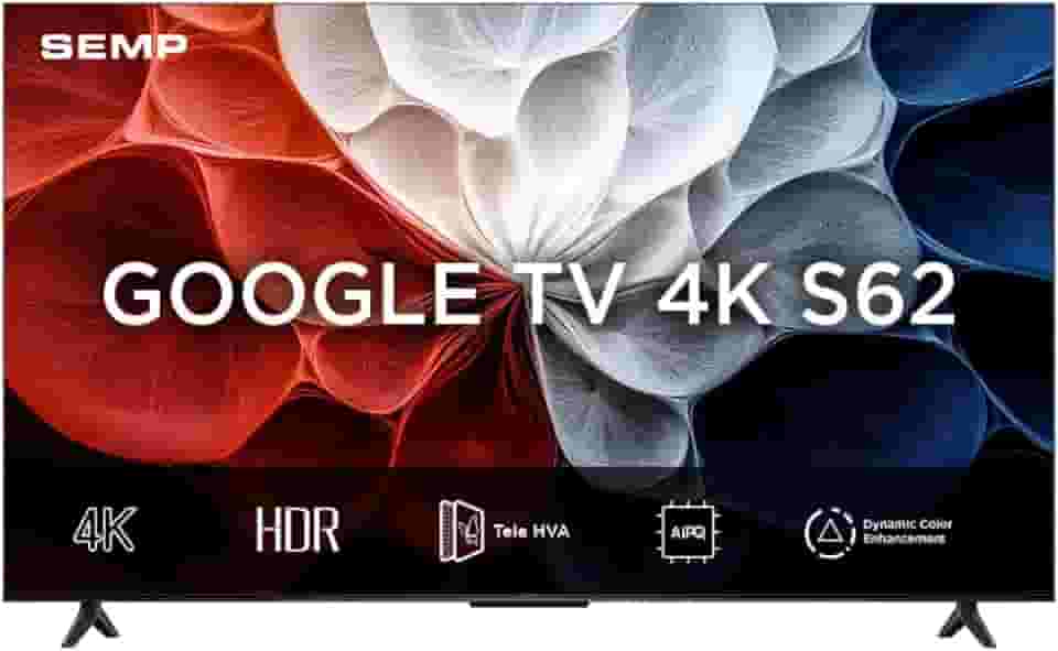 Smart TV Semp 50 Polegadas LED HVA 4K S62 WiFi Bluetooth Google TV 3 HDMI HDR10+ Dolby Audio 50S62