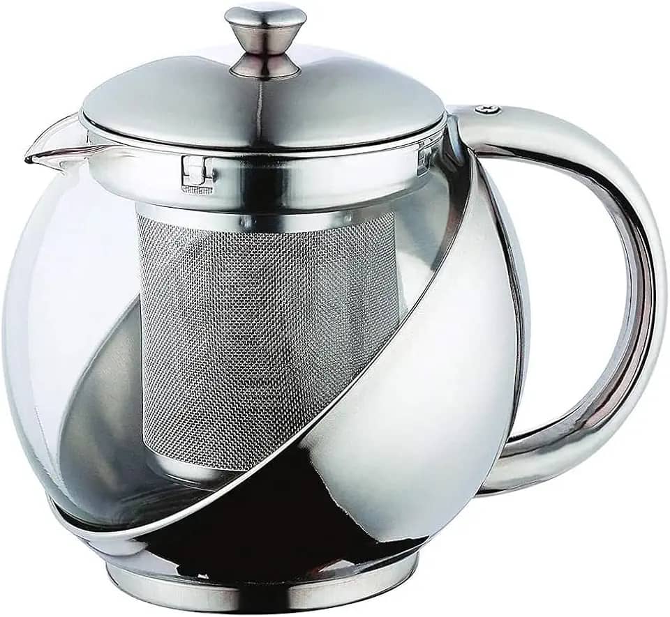 Chaleira De Vidro Revestida Com Infusor Inox Jarra 750ml Bule De Chá Em Vidro Com Infusor De Aço Inoxidável Transparente Com Tampa