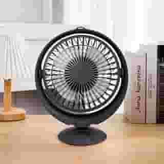 Mini Ventilador de Mesa Portatil Preto Usb 17,5cm Leve Silencioso Com Desgne Compacto E Inclinação Ajustável.