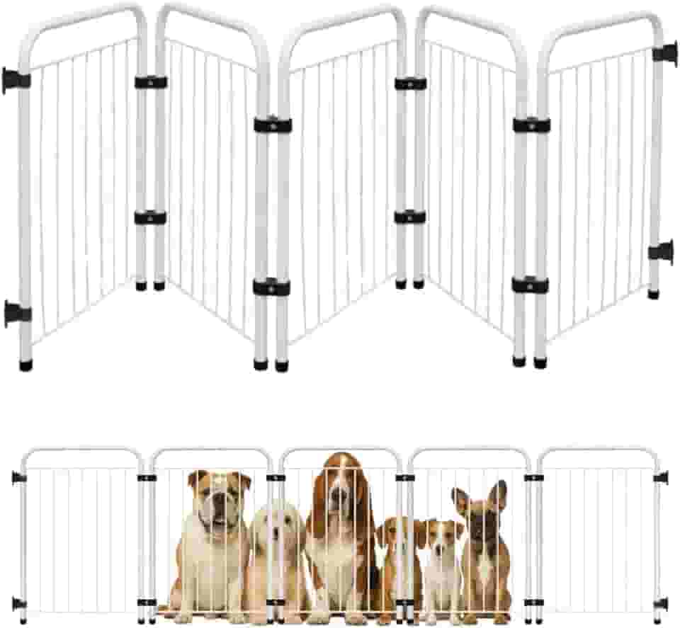 Cercado Grade Cercadinho Portátil Dobrável 3 5 7 Módulos Modular Proteção Pets Filhotes Cachorro Gato Coelho Animais 50 cm Altura (Branco, 5 Módulos)