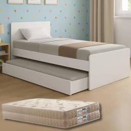 Bicama Solteiro Bibox Cama com Auxiliar e Colchões Guarda-Costas (Colchões D33 Gold Sensor)