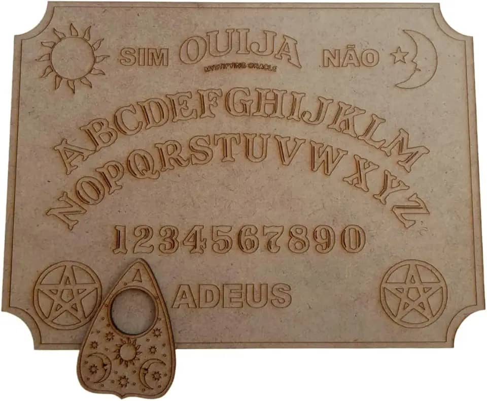 Tabuleiro Tabua Ouija em portugues em mdf jogo Wicca completo decoração m4