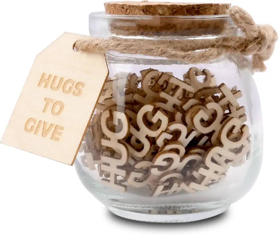VeoeV Abraços em uma jarra, abraços para dar, pensando em você presentes para mãe, pai, pote de abraços presente para o dia dos namorados, aniversário, Natal, feriado, aniversário, dia das mães, dia