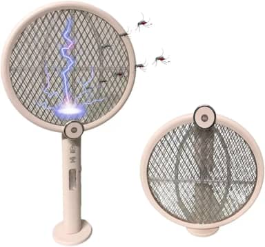 Raquete Elétrica Mata Mosquito Pernilongo E Insetos Dobrável LED Recarregável USB Armadilha Contra Dengue UV Luz Roxa E Com Base Bivolt