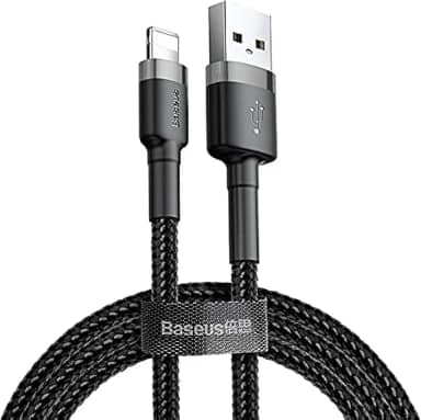 Cabo de carregamento e cabo de transferência de dados da série Baseus Cafule, USB-A e Lightning 1.5 A, 2 Meter, cinza - preto
