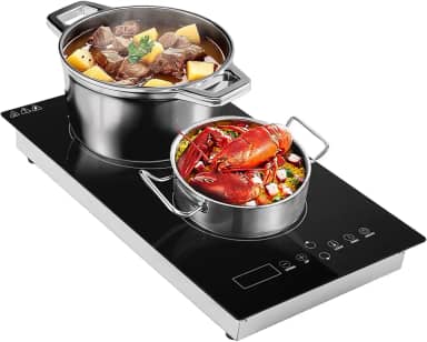 Zenkon Cooktop Indução 2 Bocas, Fogão Indução Touch Screen 220V, Fogão Cooktop Indução 2000w e 1800w, Temporização, Trava Para Crianças, Função De Proteção Contra Altas Temperaturas