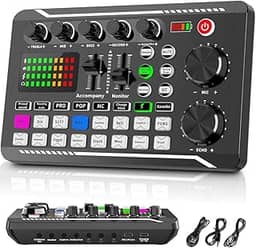 Placa de Som Ao Vivo, Mixer de Profissional, Porta USB, Com Cancelamento de Ruído, Existem 16 Efeitos Sonoros, Para Gravação de Podcasts e Transmissão em Direto