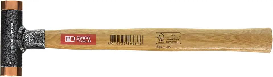 PB Swiss Tools PB-306-24CU Martelo Deadblow de face macia sem recuo de cobre e nogueira - Feito na Suíça