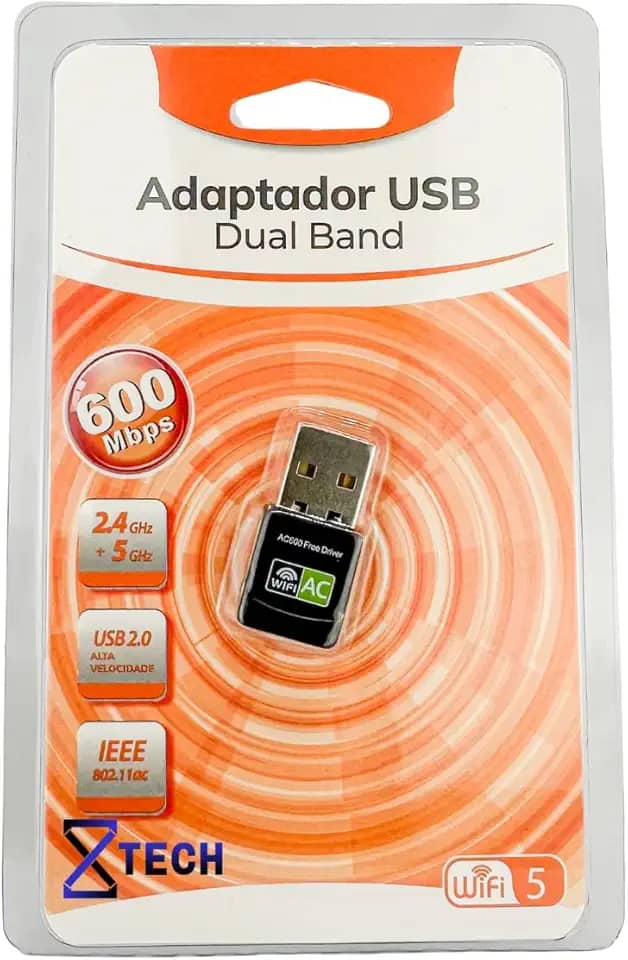 Receptor Wirelless adaptador Wifi Dual Band 2.4Ghz e 5.8Ghz 600mbps com Anatel 8XTECH