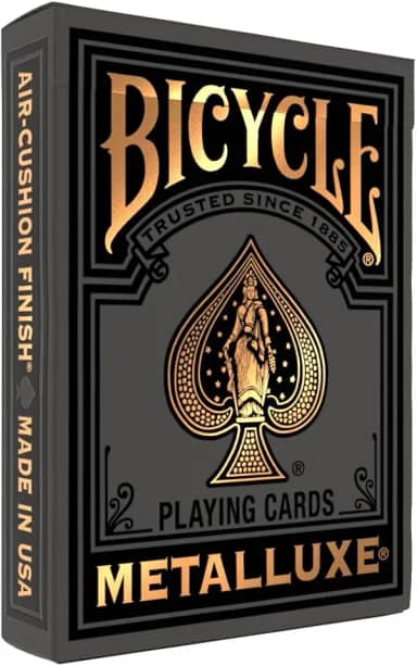 Bicycle Baralho Metalluxe preto e dourado – Deck metálico premium – Tamanho clássico de pôquer, design de luxo colecionável, ótimo para noite de jogos, presentes e meias