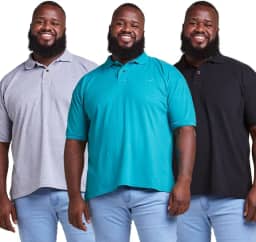 KIT 3 CAMISA POLO PLUS SIZE MASCULINA